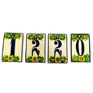 Handpainted house number tiles